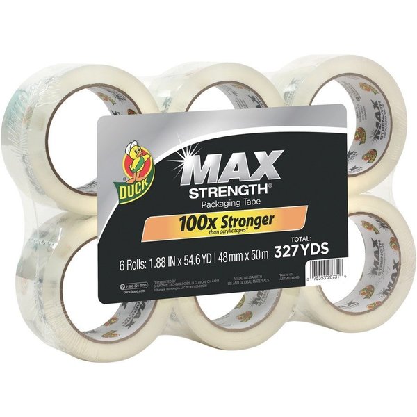 Duck Brand Packing Tape, Max Strength, 1.88"x54.6 Yd, 6/PK, Clear 6PK DUC241513